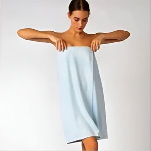 NEW PJ Salvage Blue Bath Wrap Elastic Spa Towel “Wrap Yourself With Love”